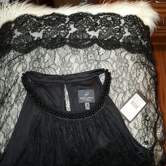 NWT Adrianna Papell Embroidered Black Dress - Picture 5 of 6